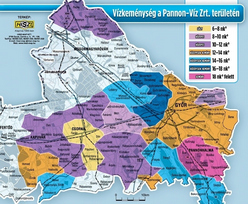 Vízkeménység a Pannon-Víz Zrt. területén