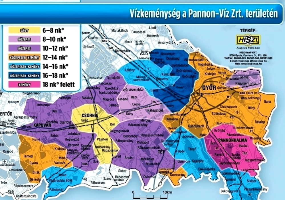 vízkeménység térkép budapest Vízminőség   vízkeménység   PANNON VÍZ Zrt. vízkeménység térkép budapest