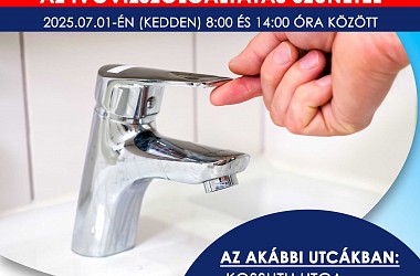 IVÓVÍZELLÁTÁS SZÜNETEL: Győrújbaráton