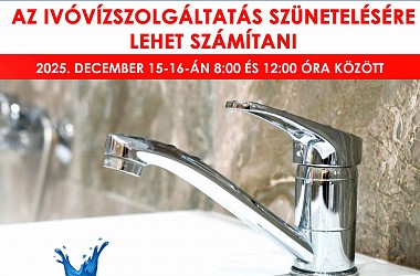 IVÓVÍZELLÁTÁS SZÜNETEL: Kóny településen