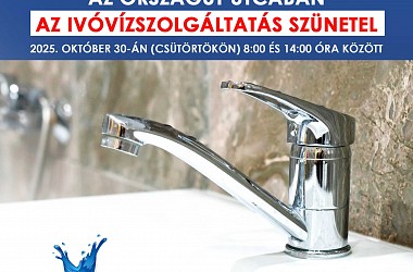 IVÓVÍZELLÁTÁS SZÜNETEL: Ravazdon az Országút utcában