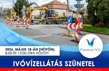 IVÓVÍZELLÁTÁS SZÜNETEL: Győrben a Kert, a Honleány és a Lomb utcákban, valamint a Nádor téren