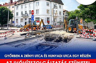 IVÓVÍZELLÁTÁS SZÜNETEL: a Zrínyi utca és Hunyadi utca egy részén